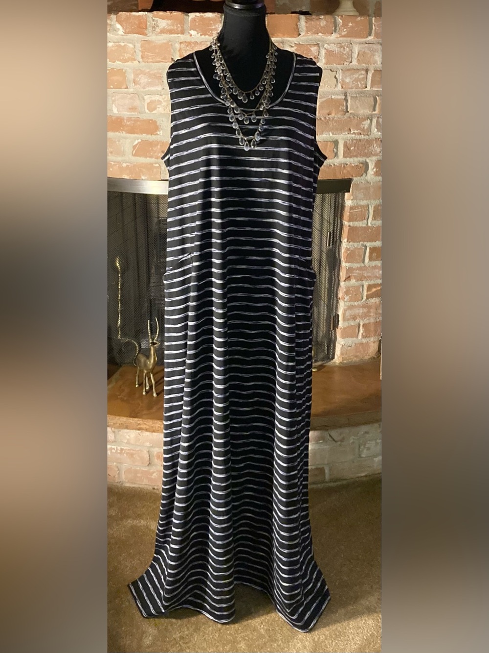 MarlaWynne Black and White Striped Maxi Dress
